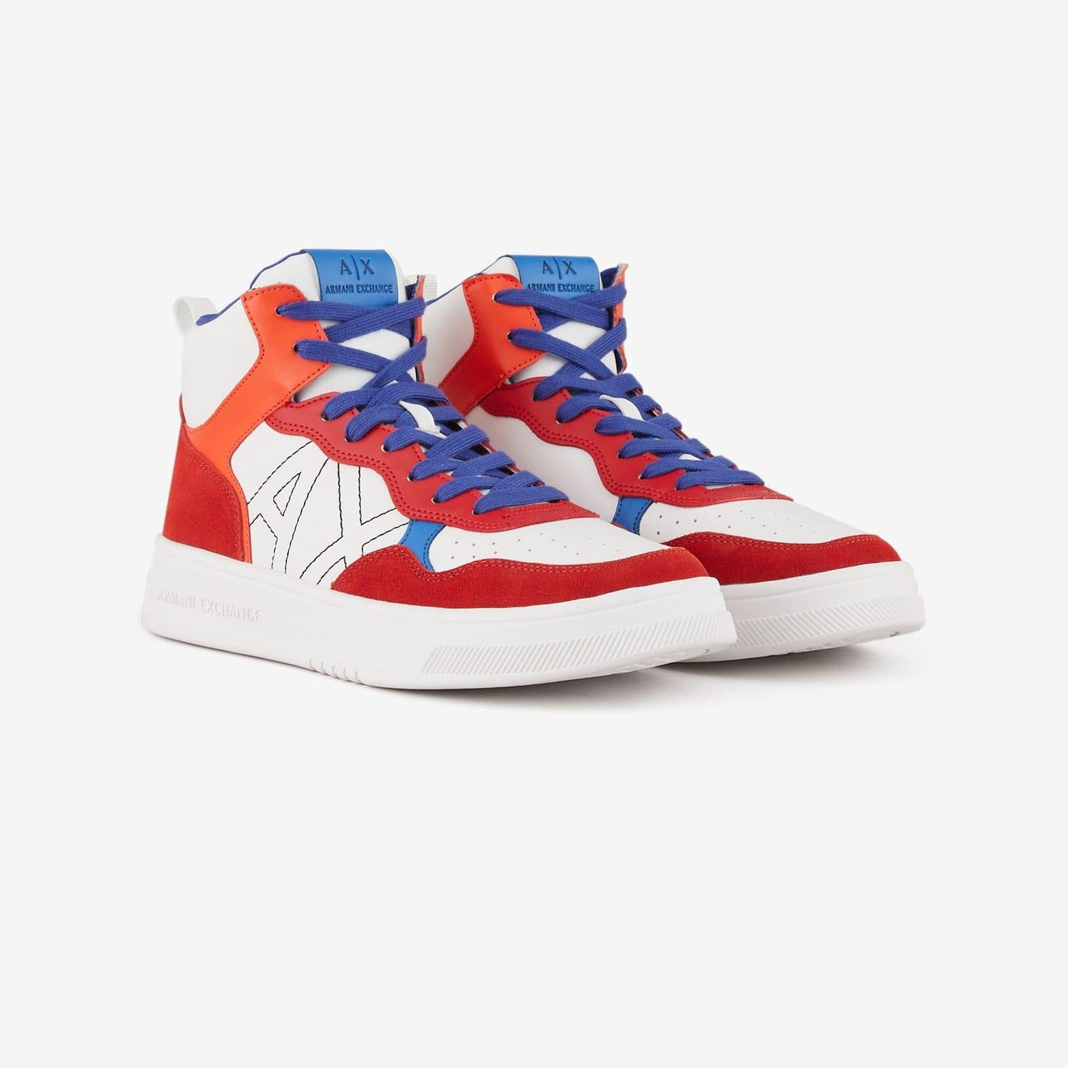 White-Red-Orange - Back - Armani Exchange Mens Trainers