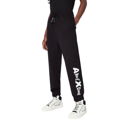 Black - Side - Armani Exchange Mens Graphic Print Jogging Bottoms