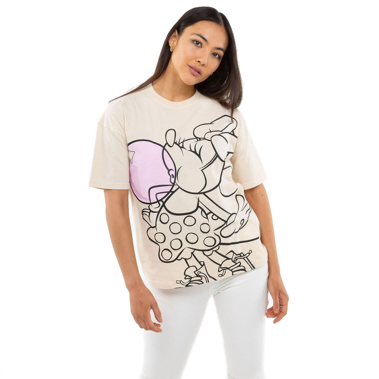 Beige - Front - Disney Womens-Ladies Minnie Mouse Bubblegum T-Shirt