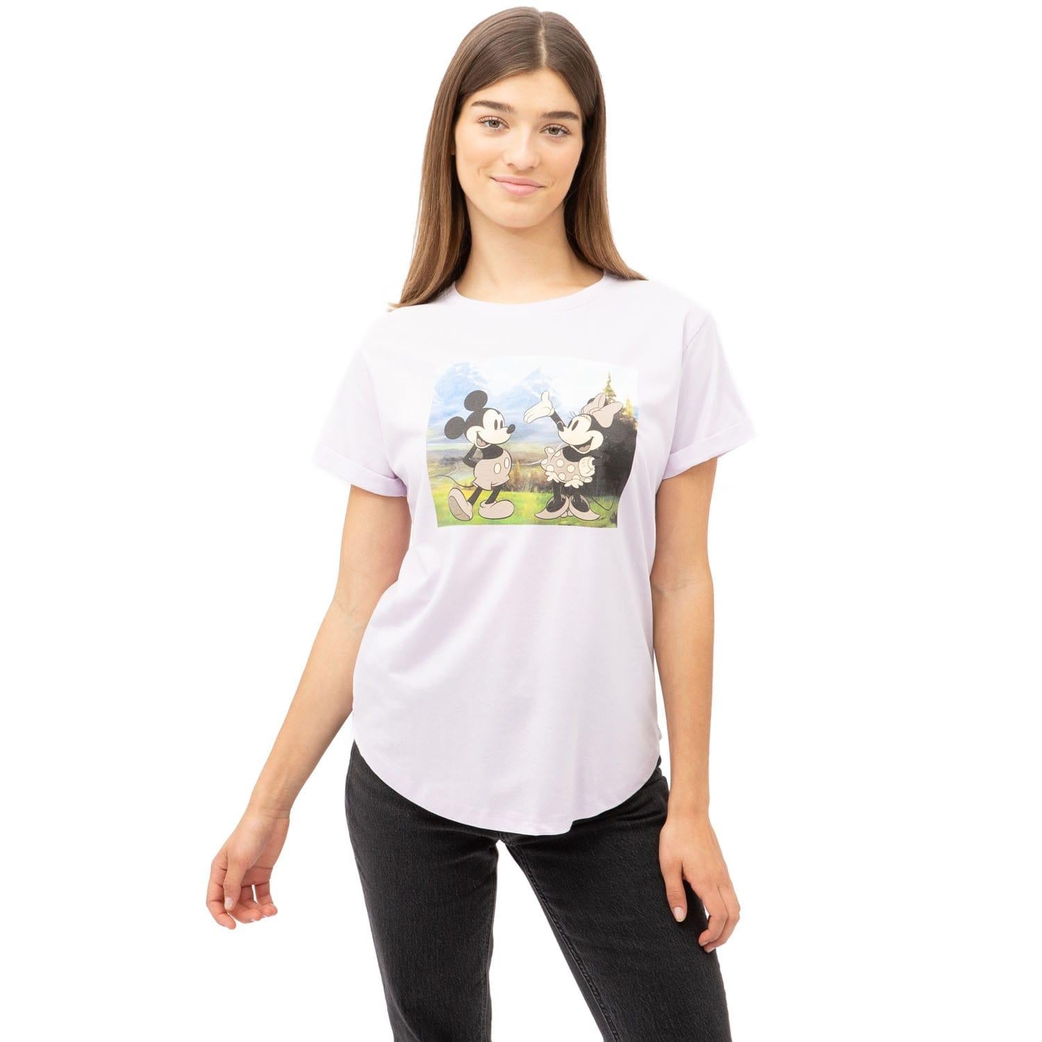 Purple - Front - Disney Womens-Ladies Mickey & Minnie Mouse T-Shirt