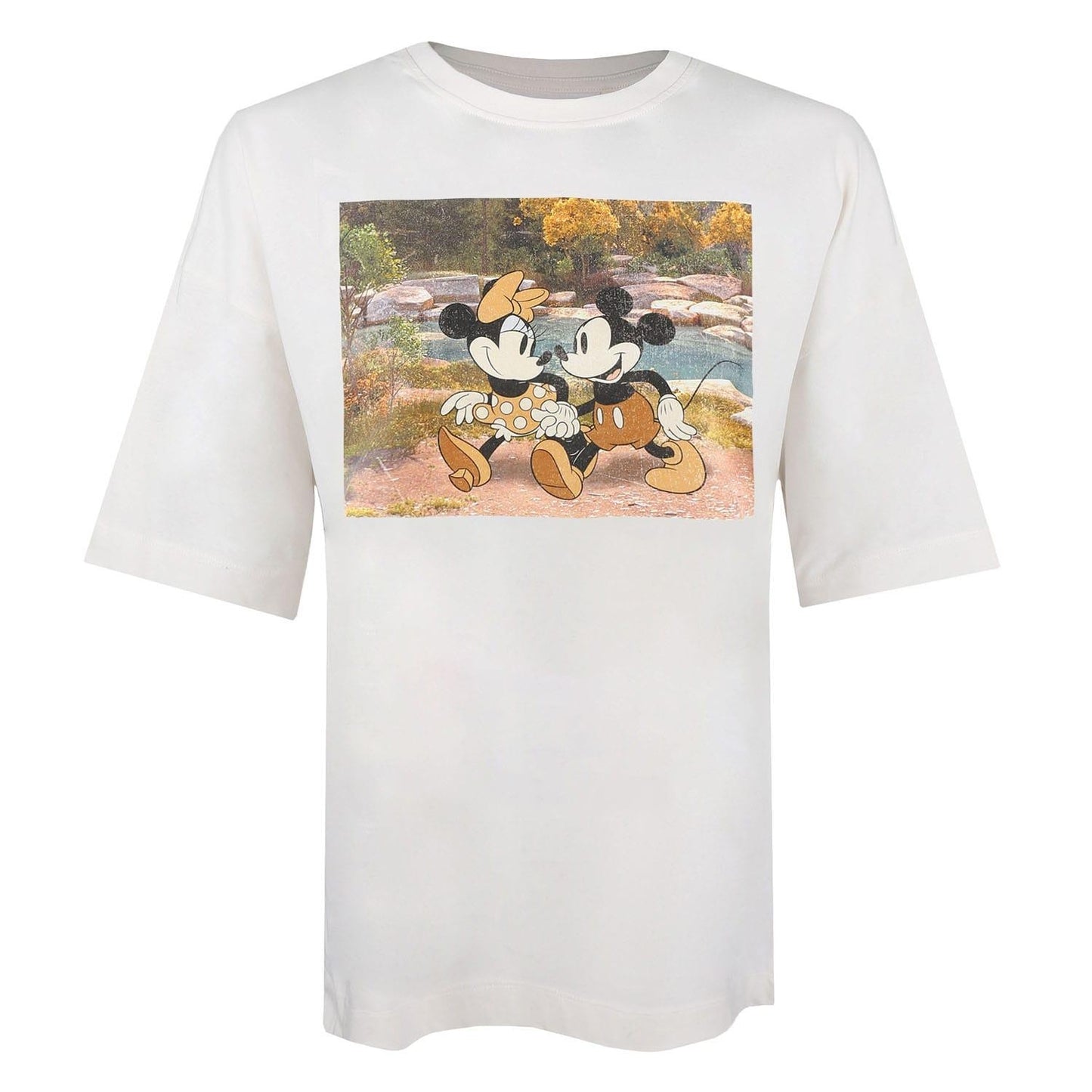 White - Front - Disney Unisex Adult Mickey & Minnie Mouse Oversized T-Shirt