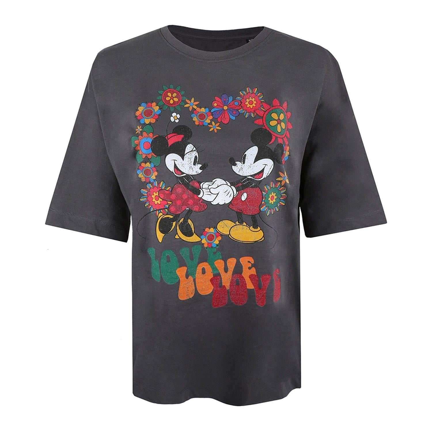 Grey - Back - Disney Womens-Ladies Mickey Mouse Holding Hands T-Shirt