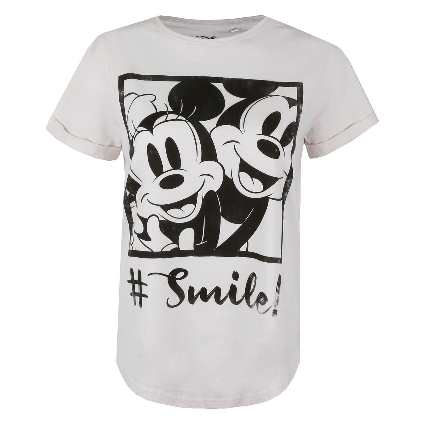 White - Back - Disney Womens-Ladies Smile Hashtag T-Shirt