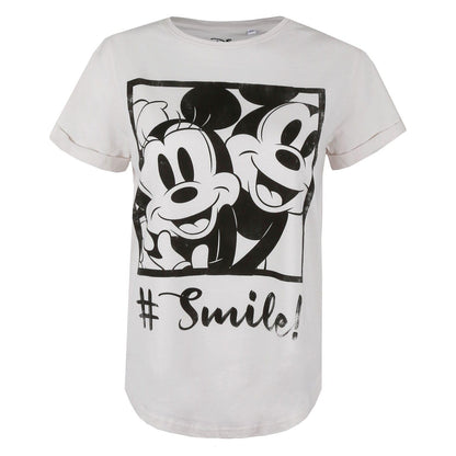 White - Back - Disney Womens-Ladies Smile Hashtag T-Shirt