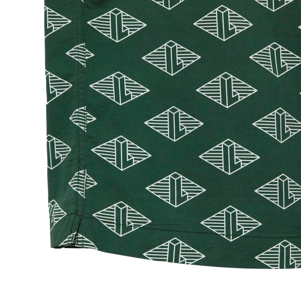 Green - Side - Lacoste Mens Monogram Short-Sleeved Shirt