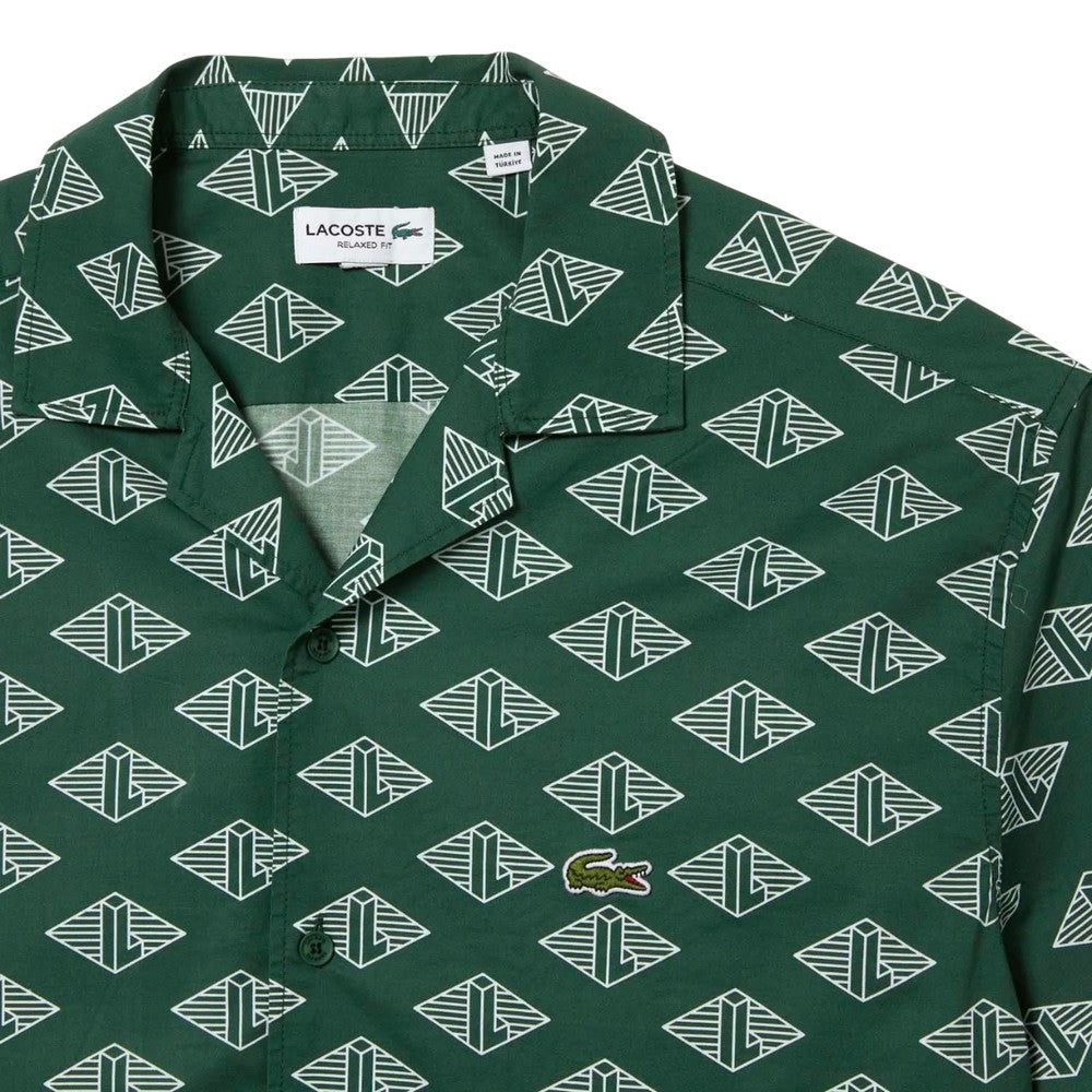 Green - Lifestyle - Lacoste Mens Monogram Short-Sleeved Shirt