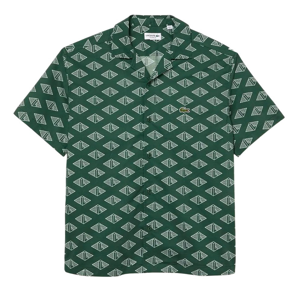 Green - Front - Lacoste Mens Monogram Short-Sleeved Shirt