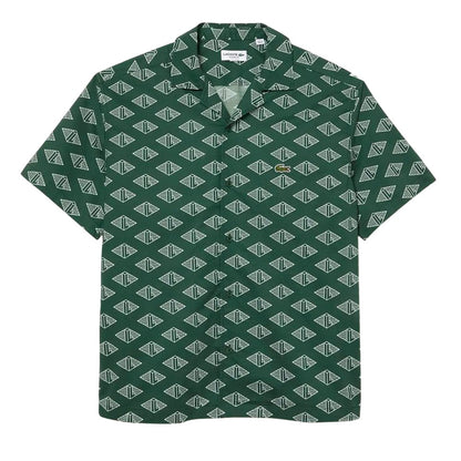 Green - Front - Lacoste Mens Monogram Short-Sleeved Shirt