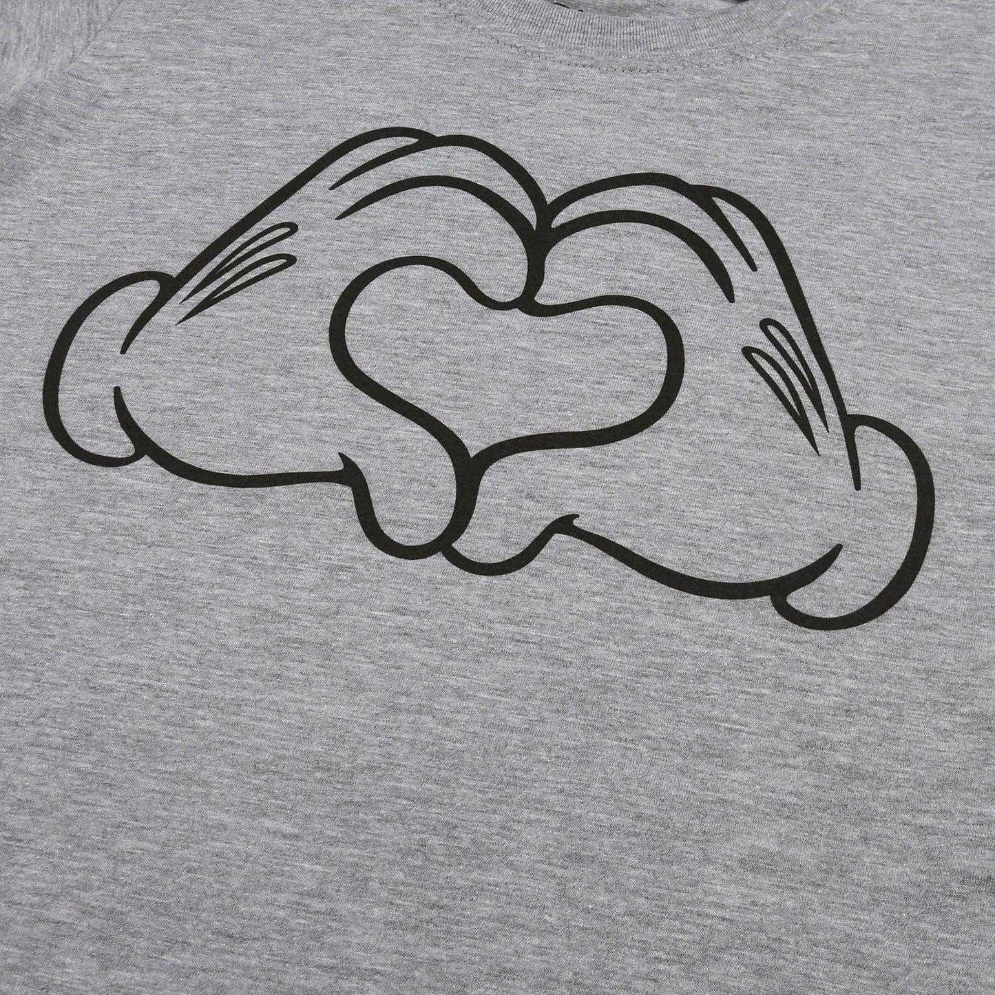 Grey - Side - Disney Childrens-Kids Mickey Mouse Love Hands T-Shirt