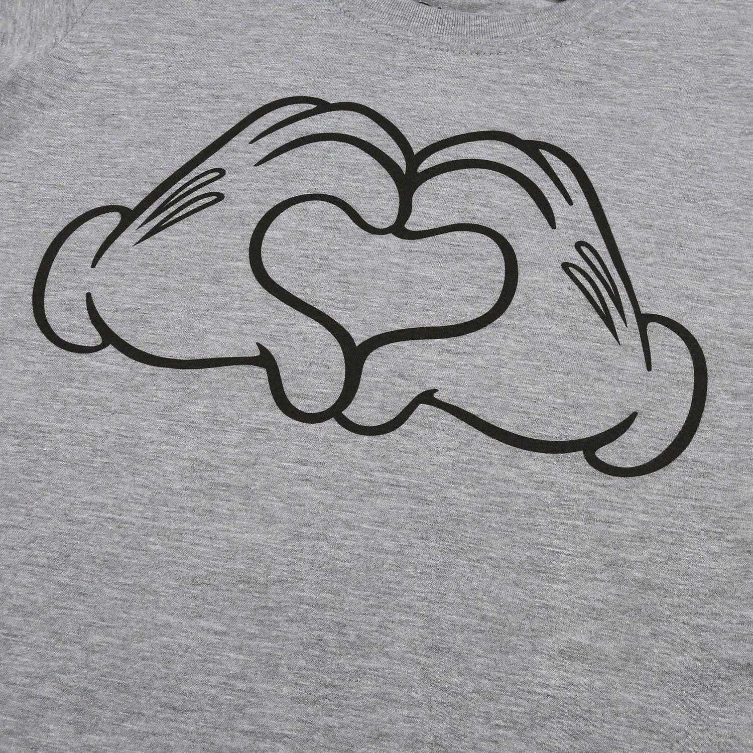 Grey - Side - Disney Childrens-Kids Mickey Mouse Love Hands T-Shirt