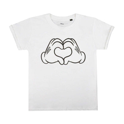 White - Front - Disney Childrens-Kids Mickey Mouse Love Hands T-Shirt