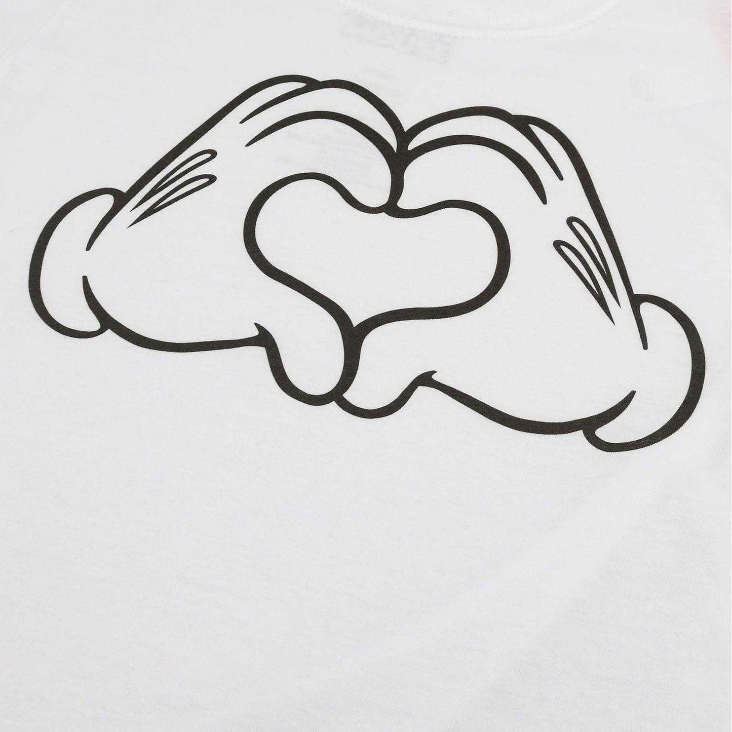 White - Side - Disney Childrens-Kids Mickey Mouse Love Hands T-Shirt