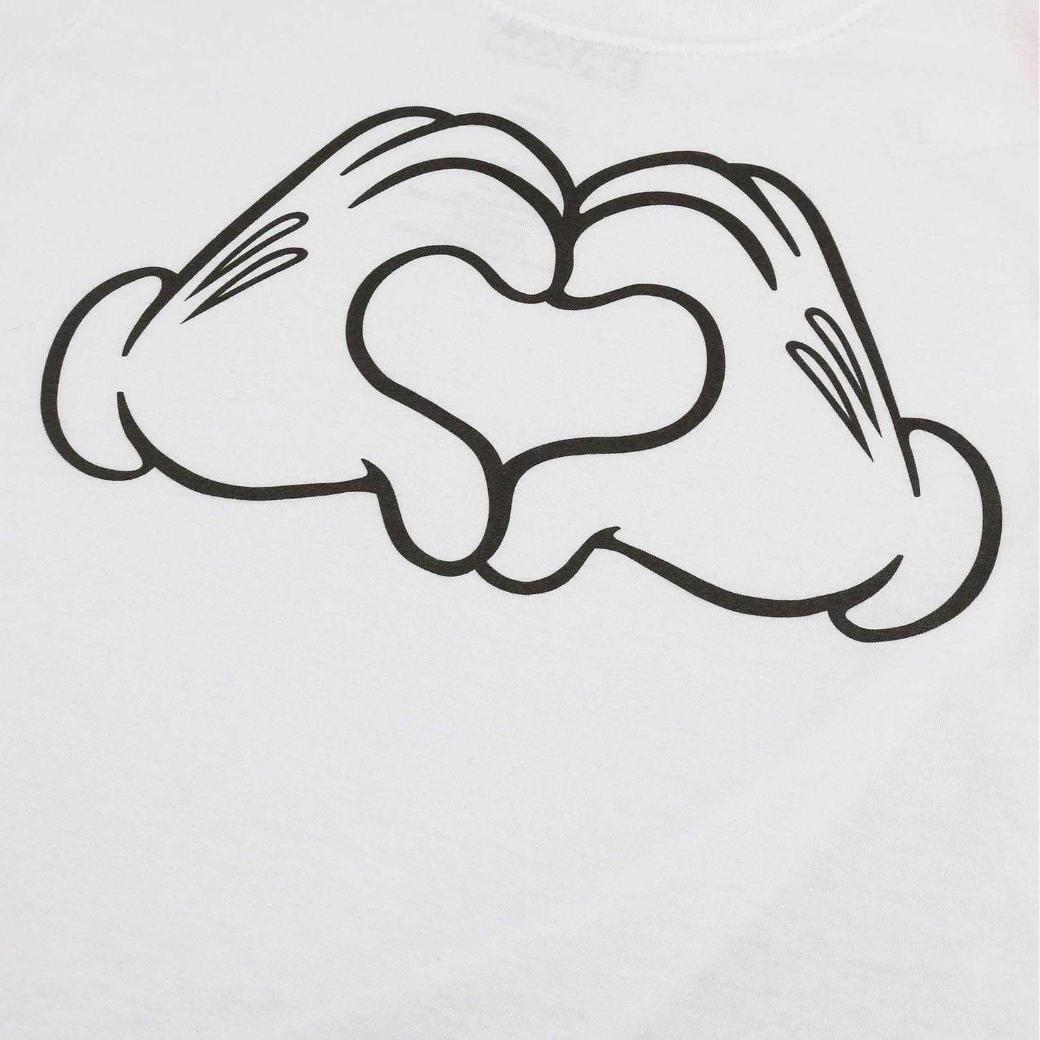 White - Side - Disney Childrens-Kids Mickey Mouse Love Hands T-Shirt