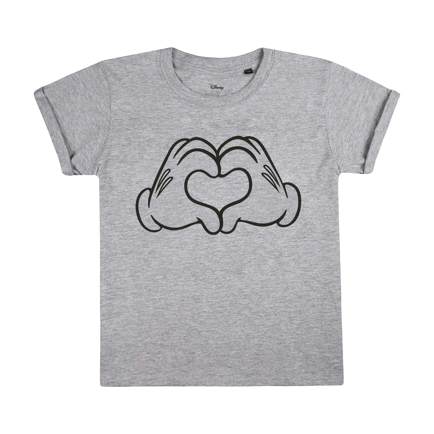 Grey - Front - Disney Childrens-Kids Mickey Mouse Love Hands T-Shirt