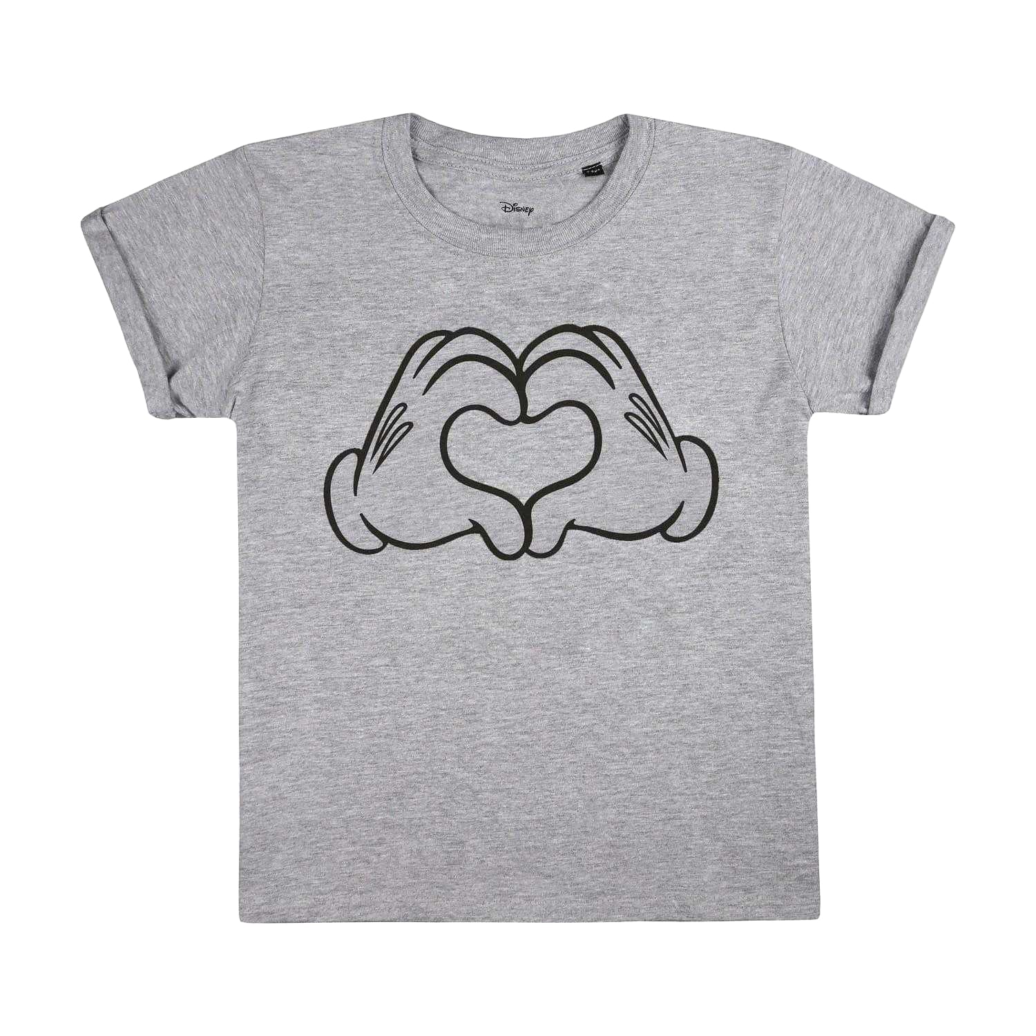 Grey - Front - Disney Childrens-Kids Mickey Mouse Love Hands T-Shirt