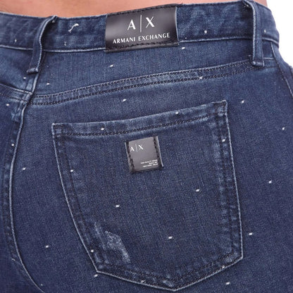 Indigo - Side - Armani Exchange Womens-Ladies J22 Skinny 3-4 Jeans