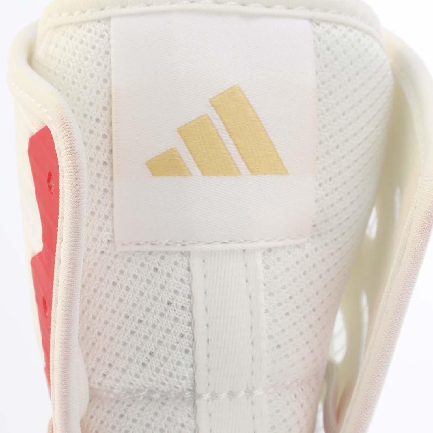 White-Red - Close up - Adidas Mens Hog 4 Boxing Shoes