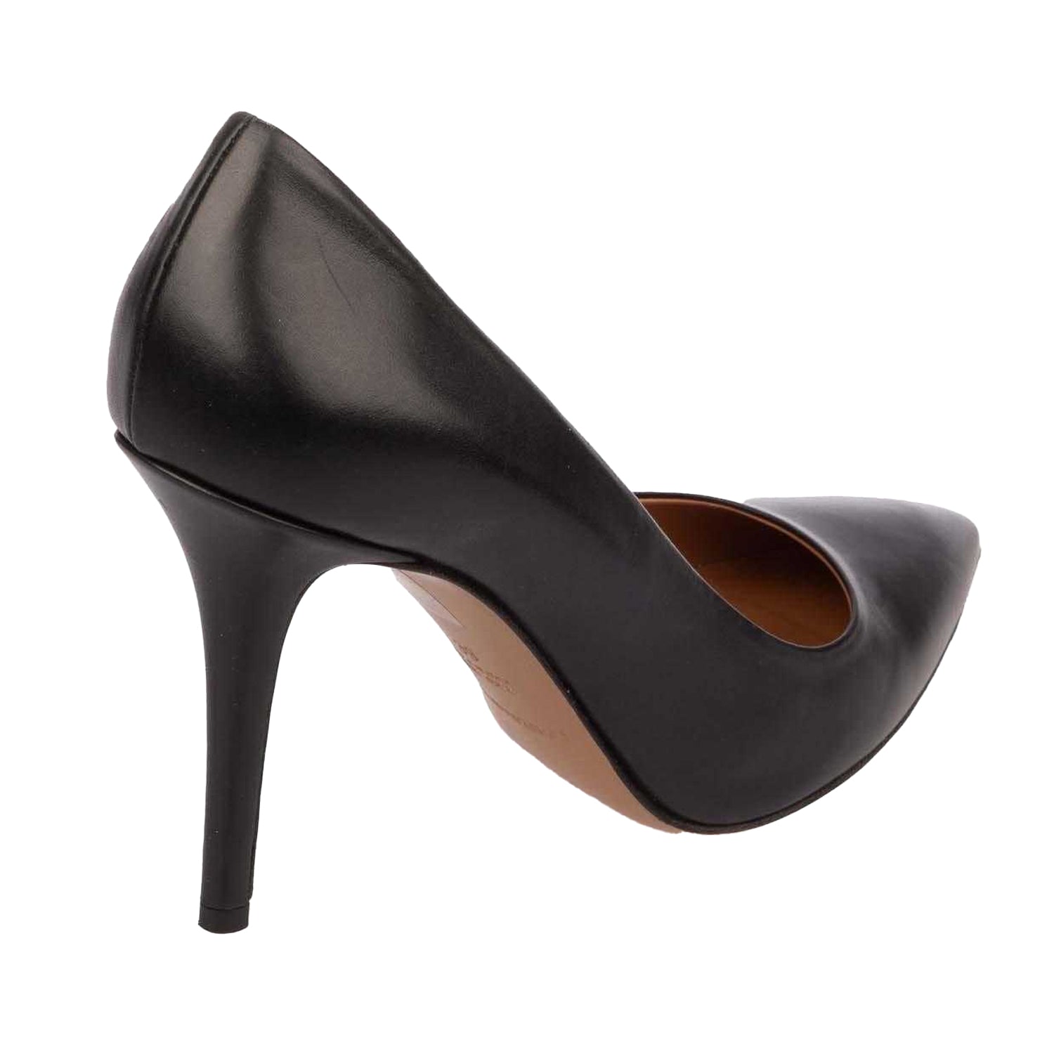 Black - Back - Emporio Armani Womens-Ladies Leather Stiletto Heel High Heels
