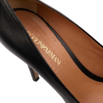 Black - Pack Shot - Emporio Armani Womens-Ladies Leather Stiletto Heel High Heels