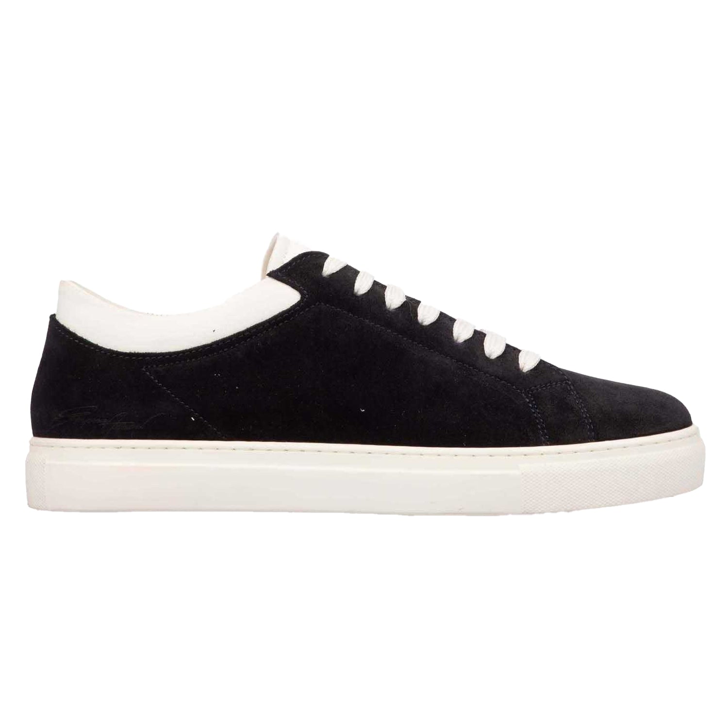 Blue-White - Side - Emporio Armani Womens-Ladies Calf Suede Trainers