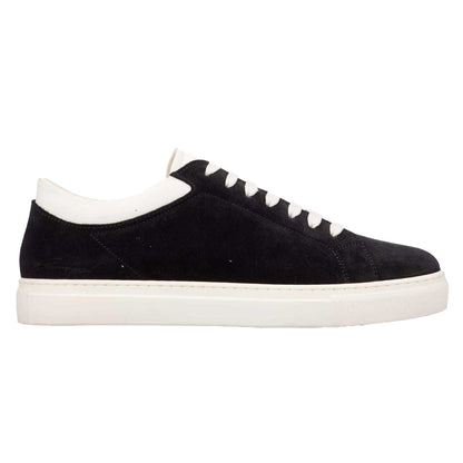 Blue-White - Side - Emporio Armani Womens-Ladies Calf Suede Trainers