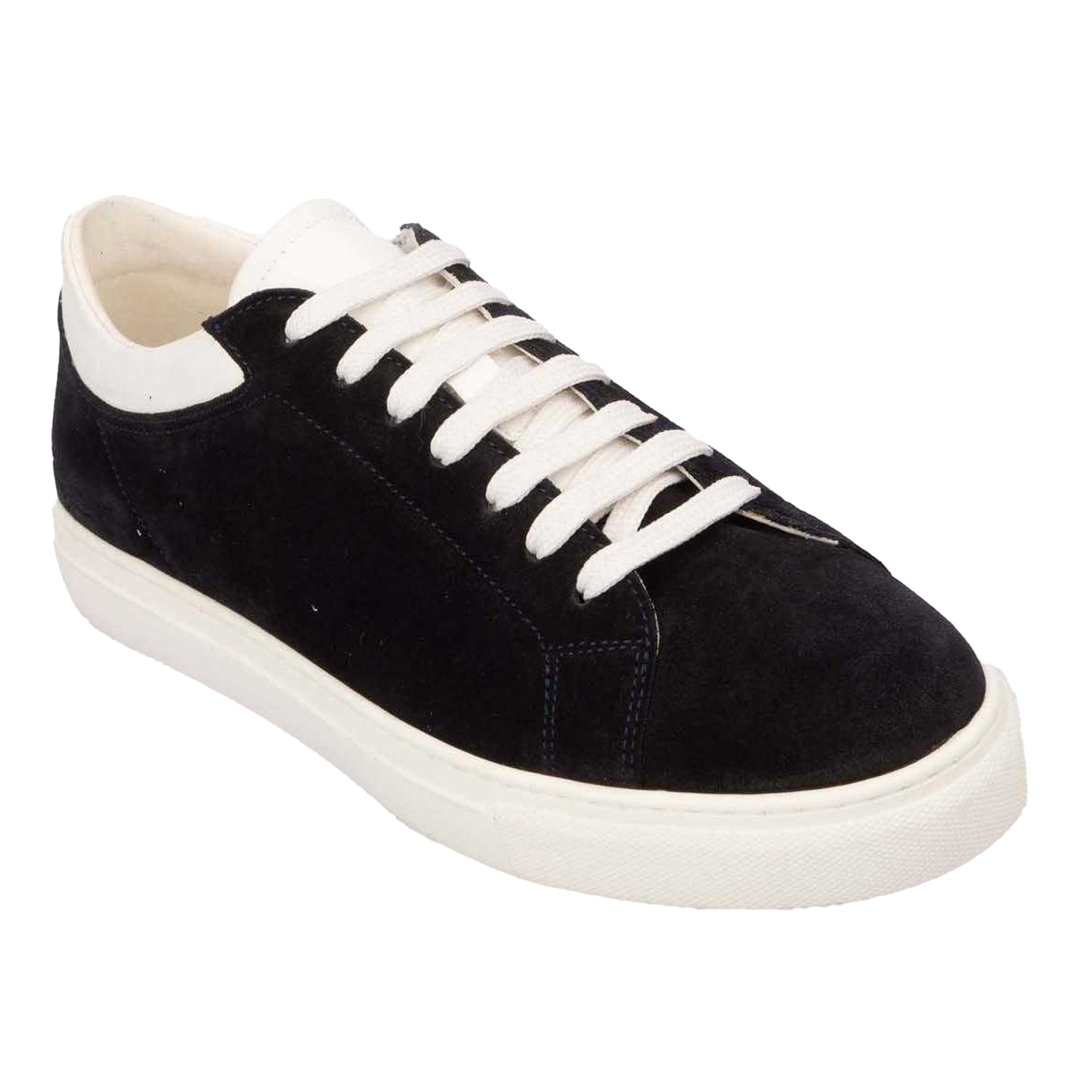 Blue-White - Front - Emporio Armani Womens-Ladies Calf Suede Trainers