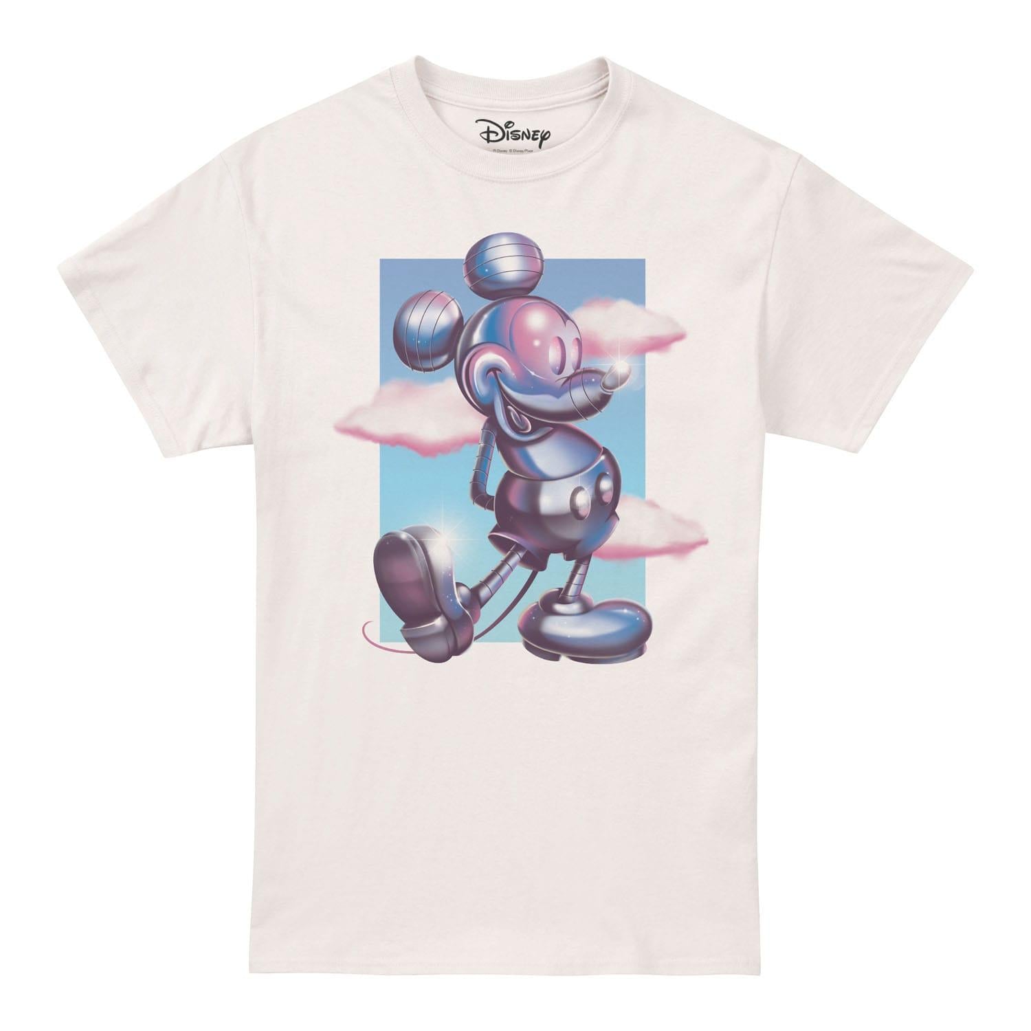 Beige - Front - Disney Mens Mickey Mouse 3D Chrome T-Shirt