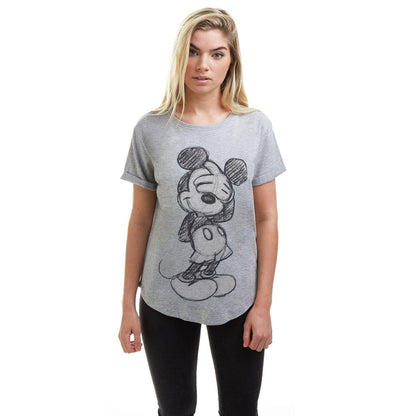 Grey - Side - Disney Womens-Ladies Mickey Mouse T-Shirt