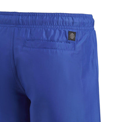 Blue - Side - Adidas Boys Clx Logo Swim Shorts