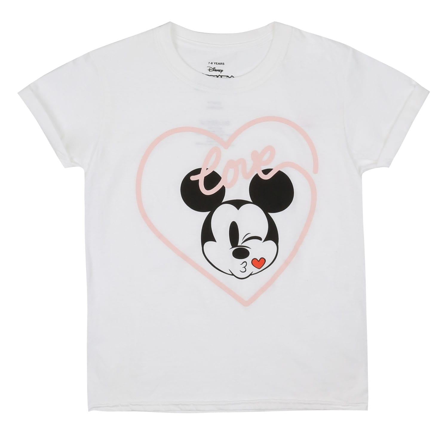White - Front - Disney Childrens-Kids Mickey Mouse Kiss T-Shirt