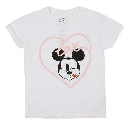 White - Front - Disney Childrens-Kids Mickey Mouse Kiss T-Shirt