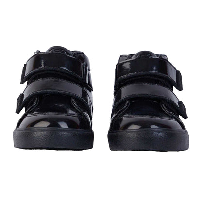 Black - Side - Kickers Childrens-Kids Tovni Hi Stardust Patent Leather Boots