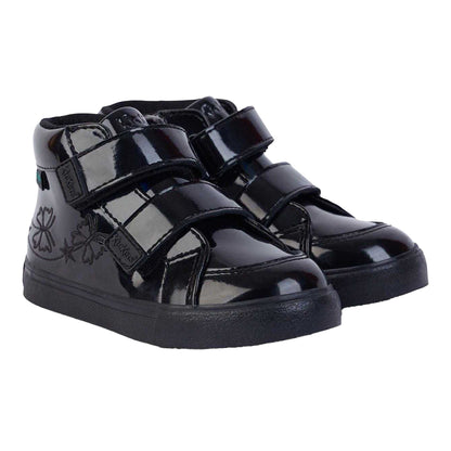Black - Back - Kickers Childrens-Kids Tovni Hi Stardust Patent Leather Boots