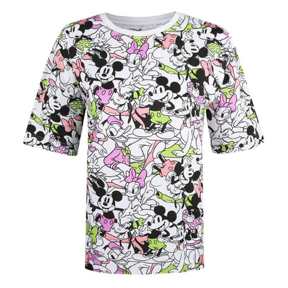 White - Back - Disney Womens-Ladies Mickey Mouse & Friends All-Over Print T-Shirt