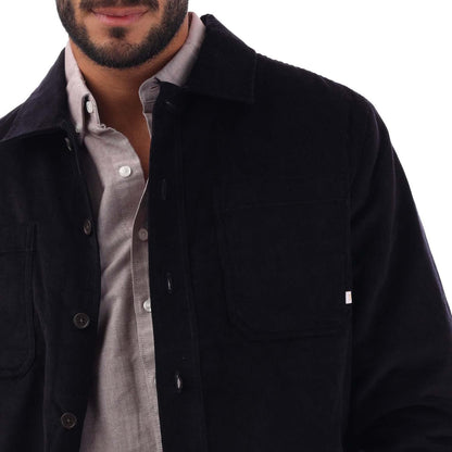 Navy - Side - Farah Mens Hunter Overshirt