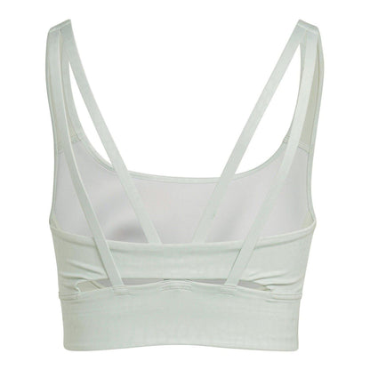Green - Back - Adidas Womens-Ladies Powerimpact Medium Support Longline Training Sports Bra