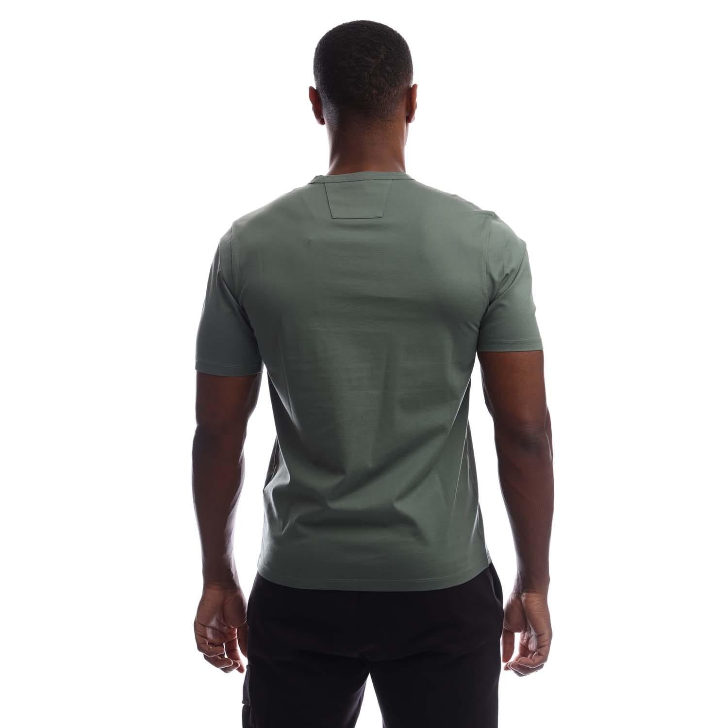 Green - Back - C.P. Company Mens Mercerised Cotton Badge T-Shirt