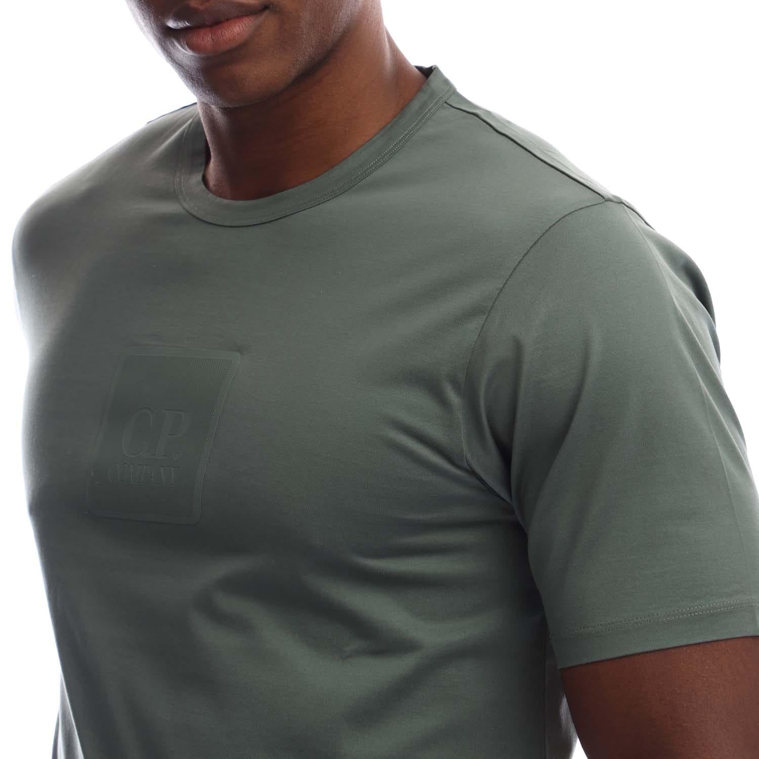 Green - Side - C.P. Company Mens Mercerised Cotton Badge T-Shirt