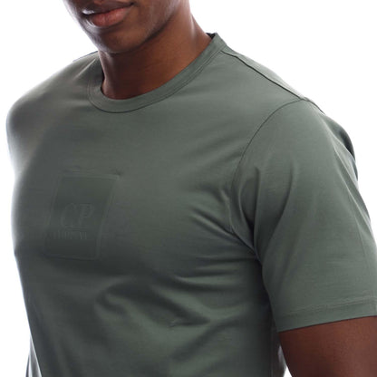 Green - Side - C.P. Company Mens Mercerised Cotton Badge T-Shirt