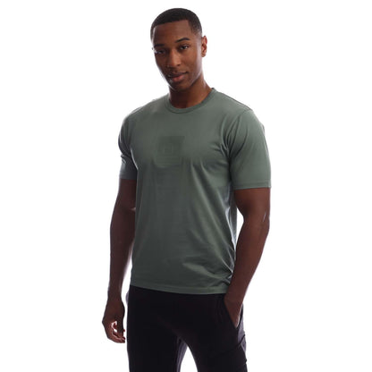 Green - Front - C.P. Company Mens Mercerised Cotton Badge T-Shirt