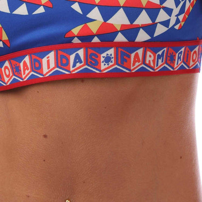 Bold Blue-Orange - Side - Adidas Womens-Ladies Farm Rio Medium Support Sports Bra