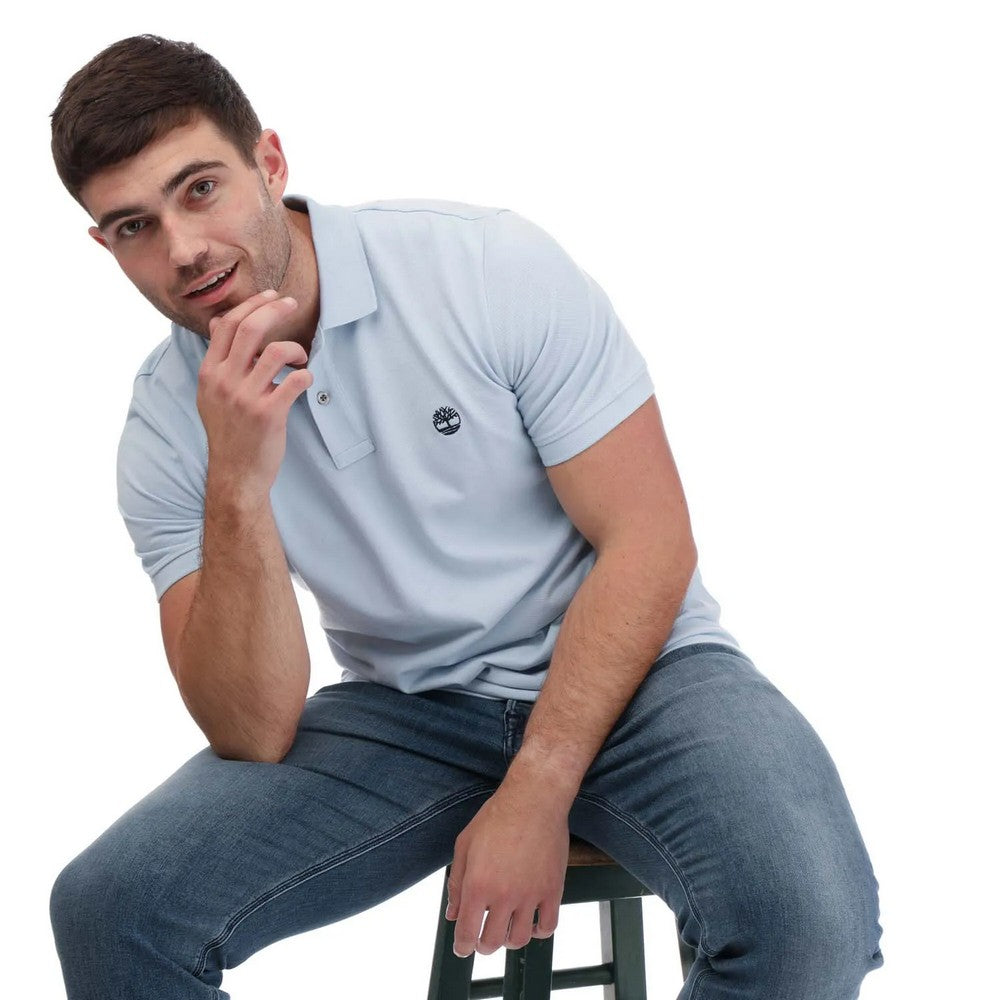 Sky - Lifestyle - Timberland Mens Miller River Pique Short-Sleeved Polo Shirt