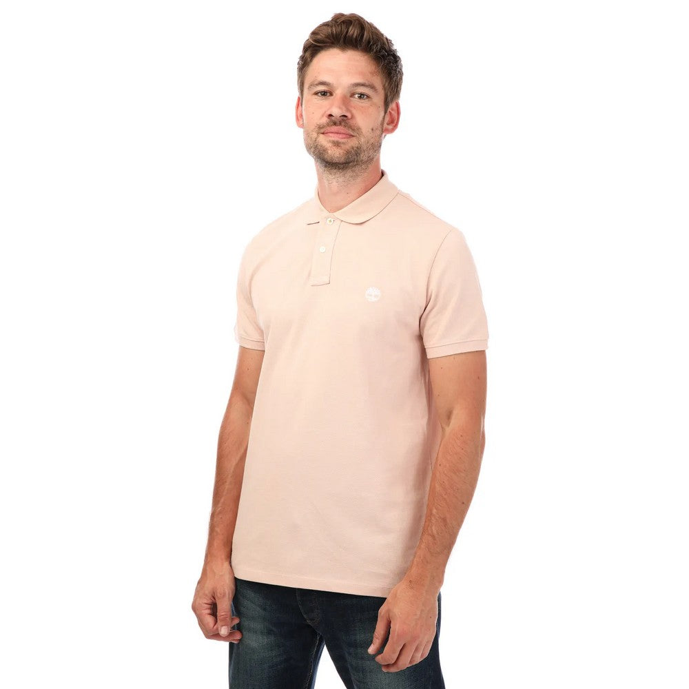 Pink - Front - Timberland Mens Miller River Pique Short-Sleeved Polo Shirt