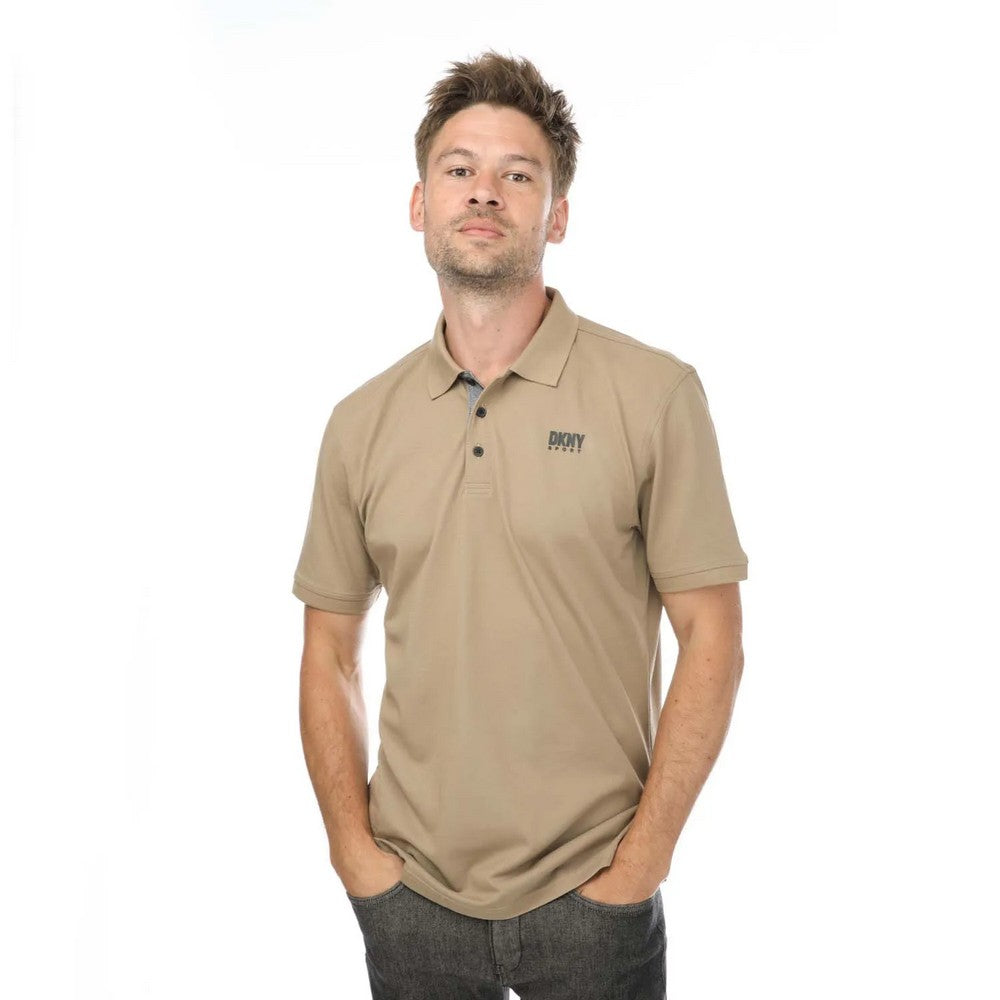 Beige - Front - DKNY Mens Tonal Logo Polo Shirt