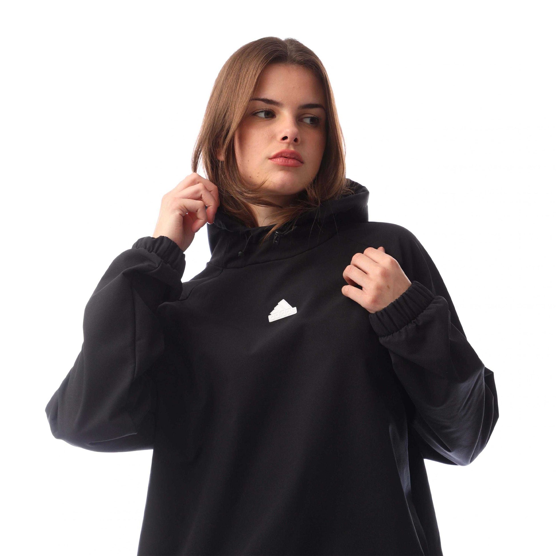 Black - Side - Adidas Womens-Ladies City Escape Hoodie