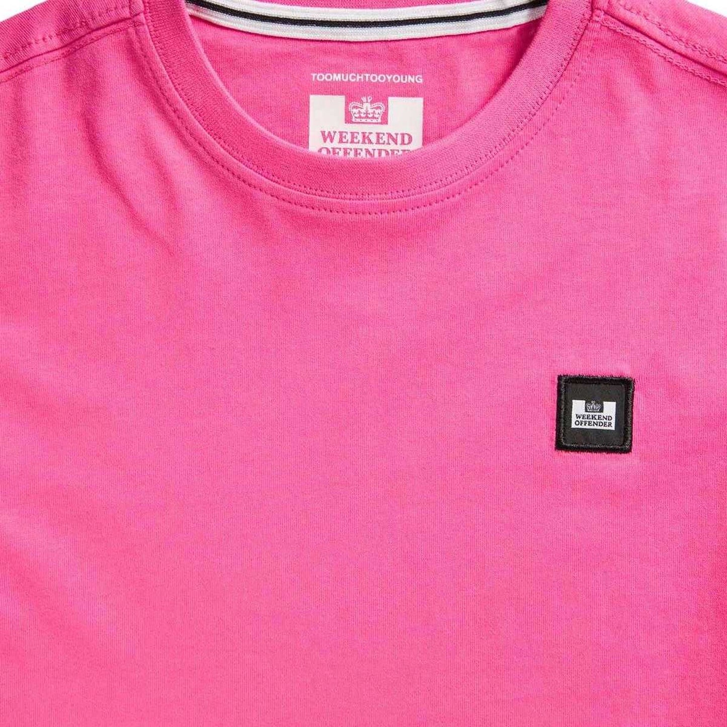 Pink - Side - Weekend Offender Childrens-Kids Cannon Beach Badge T-Shirt