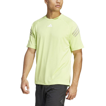 Lime - Side - Adidas Mens Stripe Aeroready Training T-Shirt