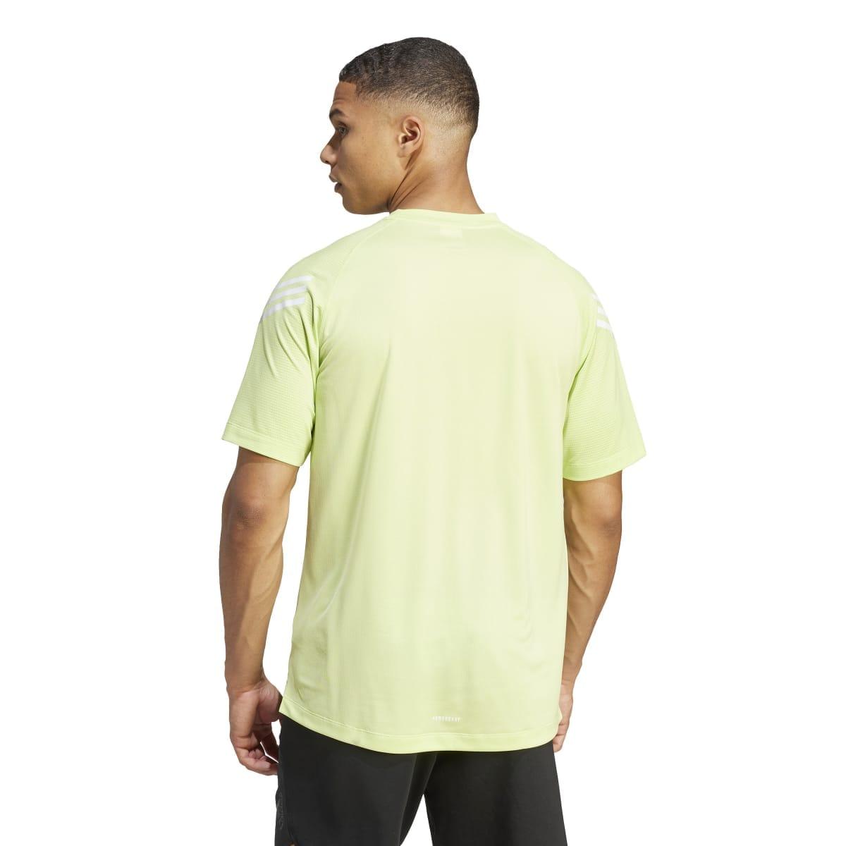 Lime - Back - Adidas Mens Stripe Aeroready Training T-Shirt