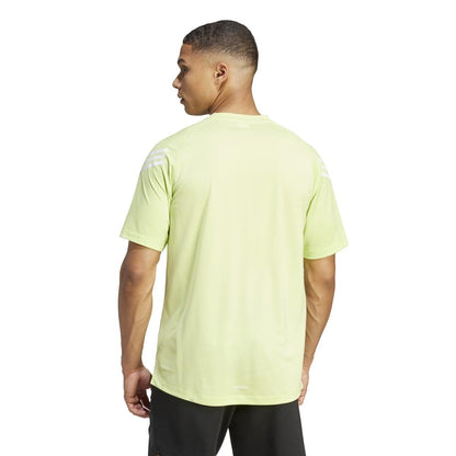 Lime - Back - Adidas Mens Stripe Aeroready Training T-Shirt