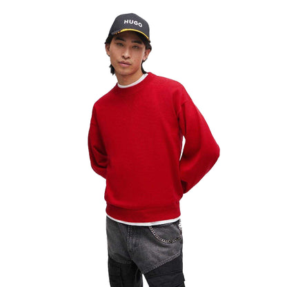 Pink - Side - Hugo Mens Knitted Sweatshirt